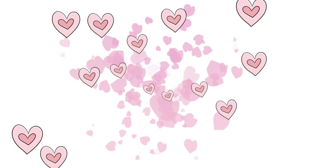 Floating Pink Hearts on White Background Moder