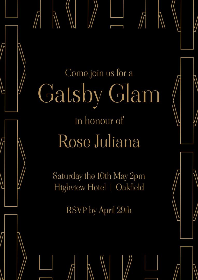 Gatsby-Themed Glamorous Event Invitation - Download Free Stock Templates Pikwizard.com