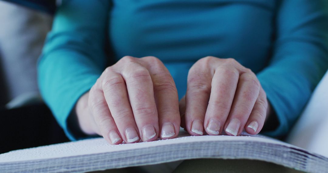 Visually Impaired Woman Reading Braille Illustration - Free Images, Stock Photos and Pictures on Pikwizard.com