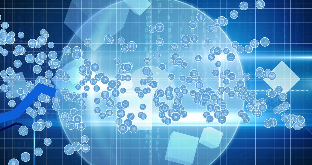 Digital Network Icons Overlay on Technology Background