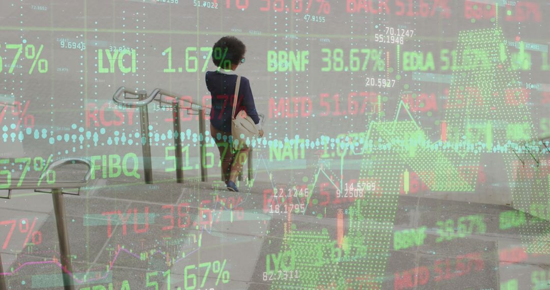 Businesswoman with Stock Market Graph Overlay Concept