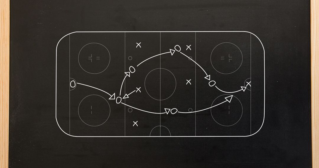 Tactical Ice Hockey Strategy Sketch on Blackboard