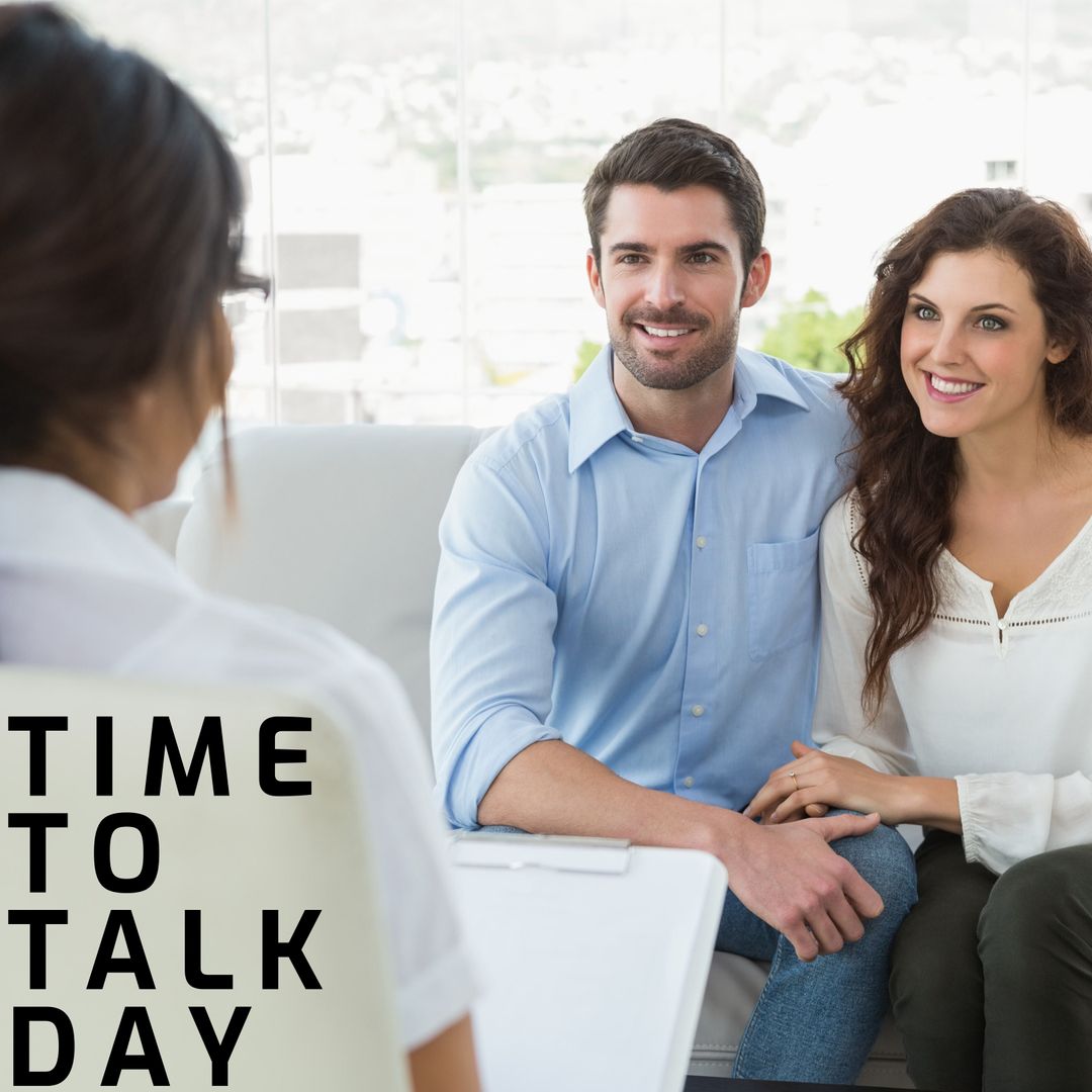 Couple Meeting Therapist Promoting Mental Health Support