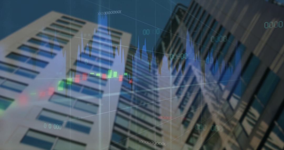 Digital Chart Data Overlay On City Building Facade
