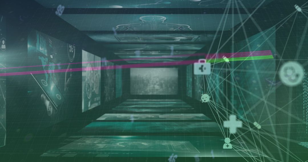 Futuristic Digital Signs in High-Tech Space