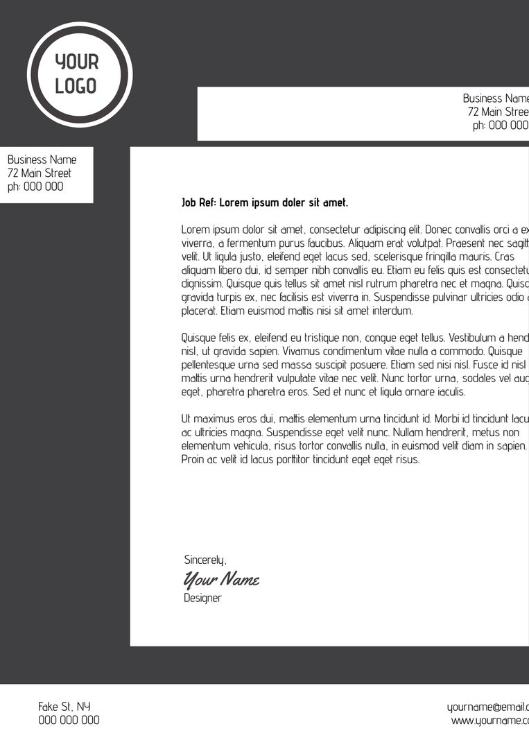 Elegant Black and White Formal Business Letterhead Template - Download Free Stock Templates Pikwizard.com