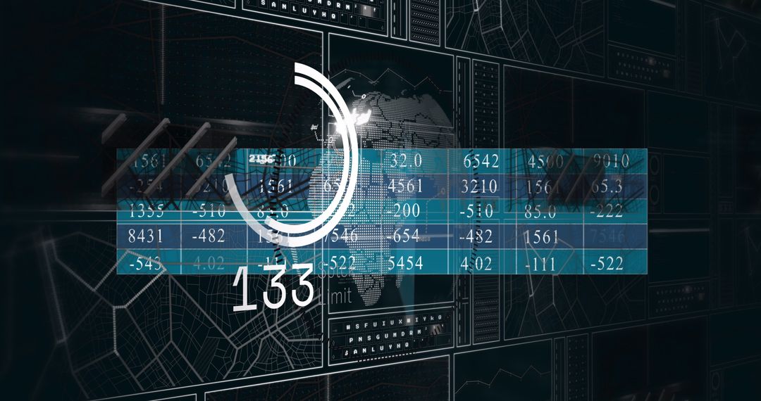 Futuristic Digital Interface with Data Analysis Displays