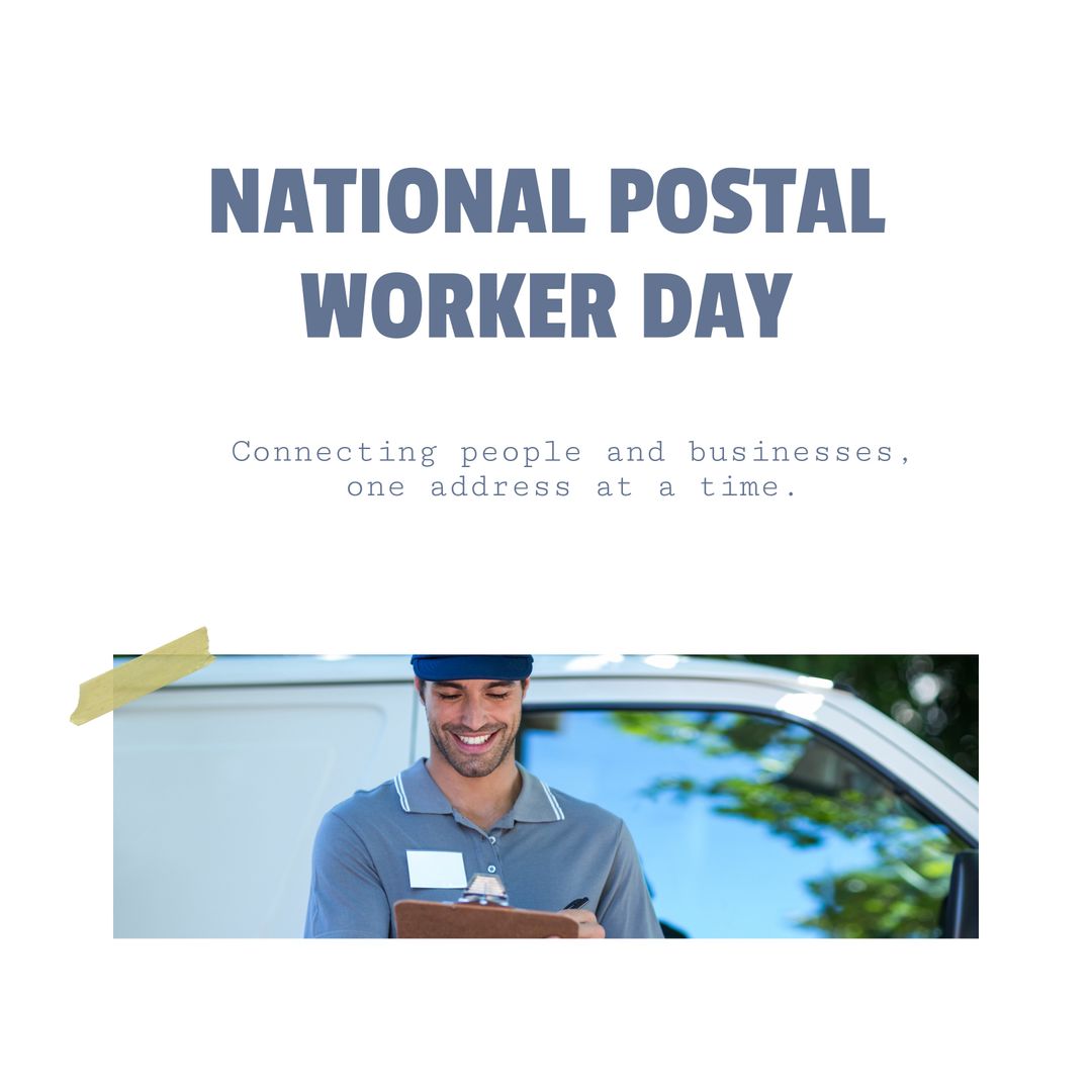 National Postal Worker Day Typography with Smiling Courier