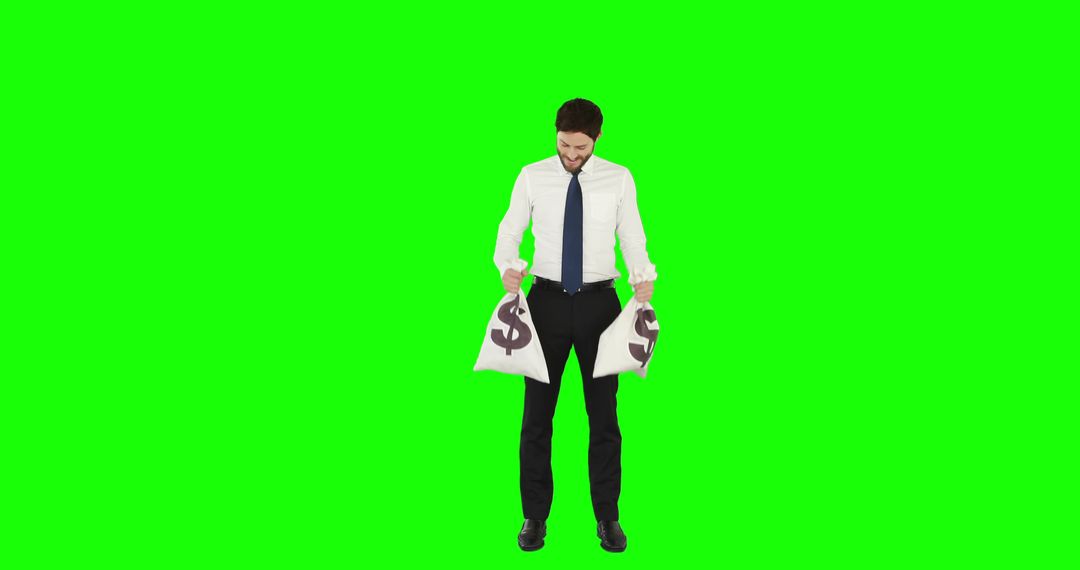 Businessman Holding Money Bags on Green Screen Background - Free Images, Stock Photos and Pictures on Pikwizard.com