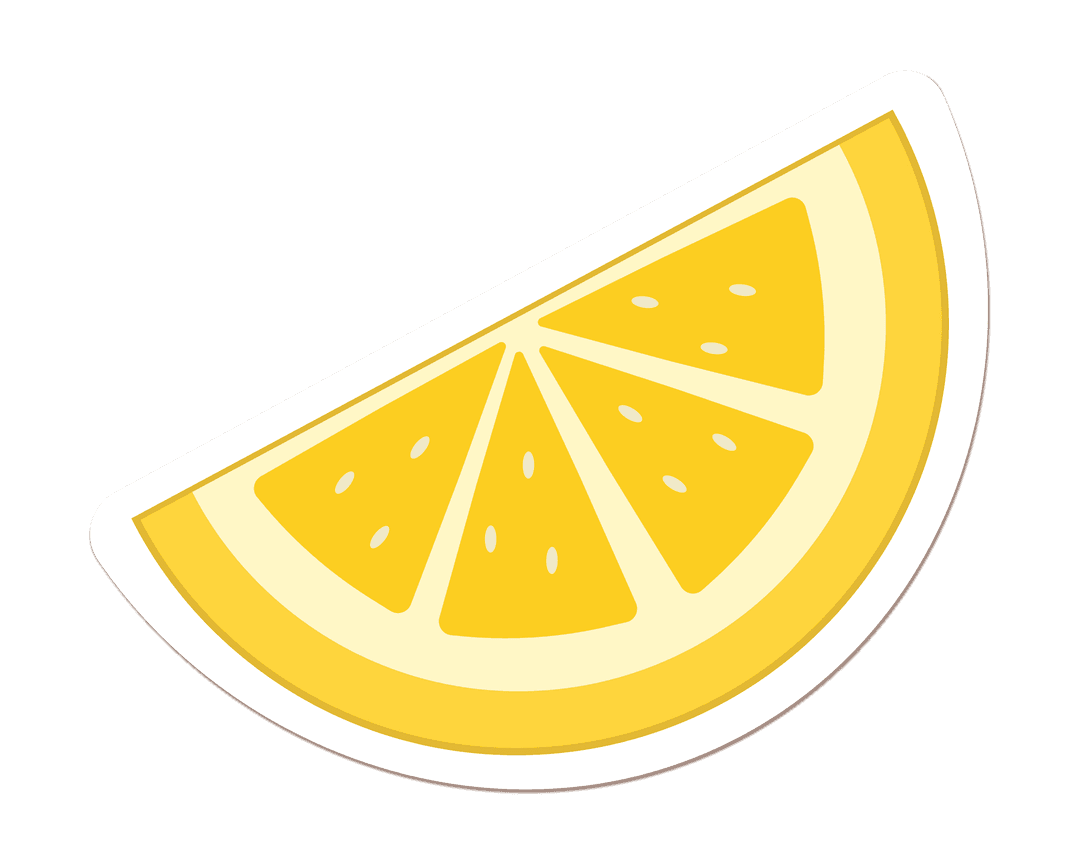Flat Geometric Lemon Wedge on Transparent Background