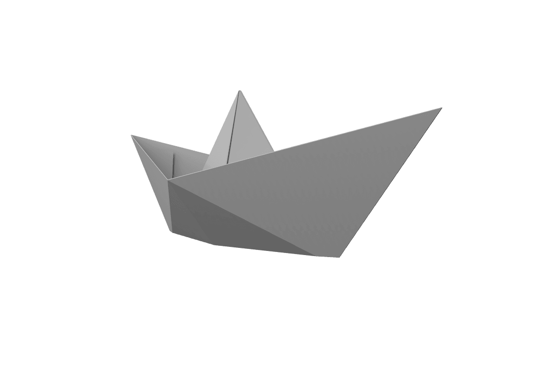 Origami Style Paper Boat Illustration on Transparent Background