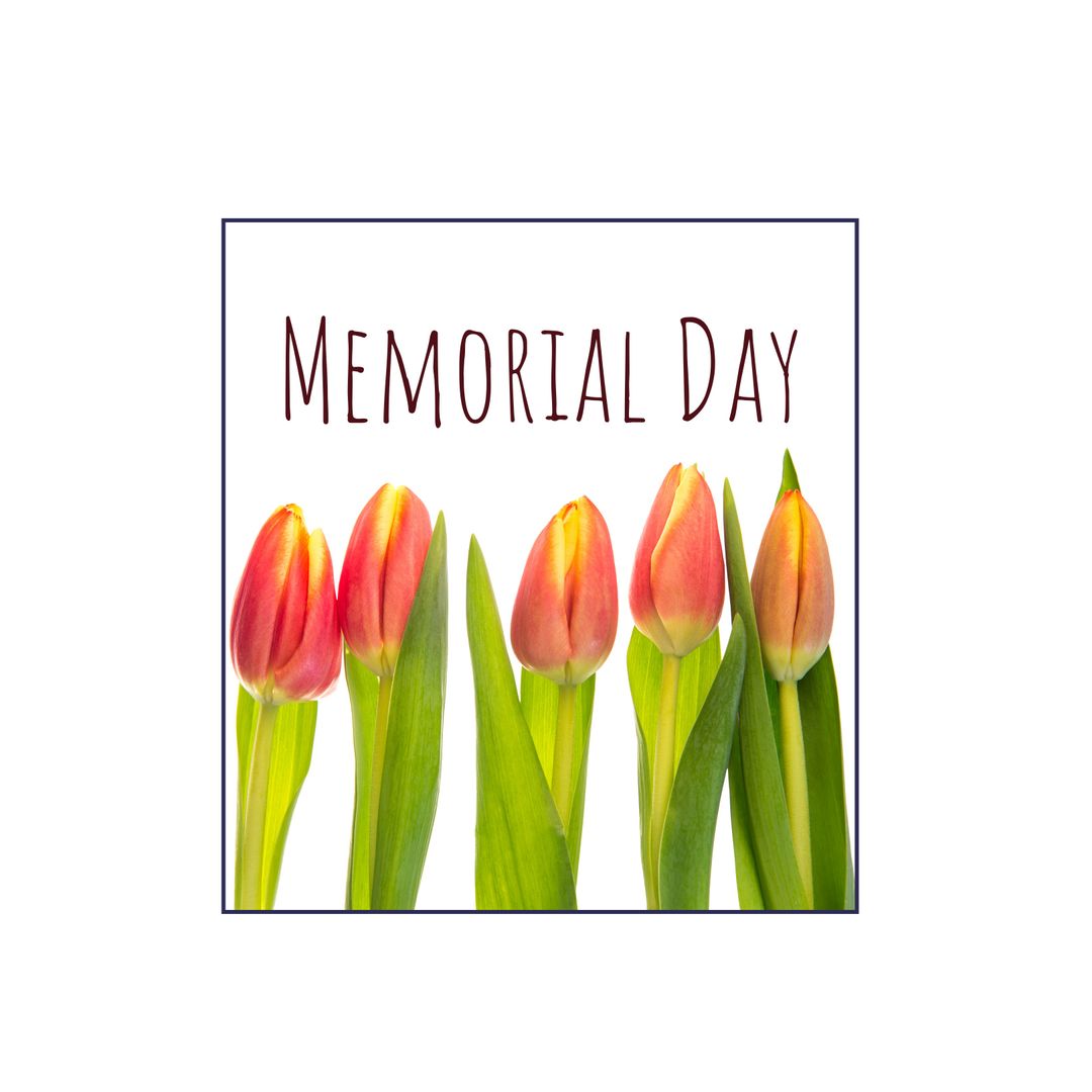 Memorial Day Text with Tulip Flower Arrangement