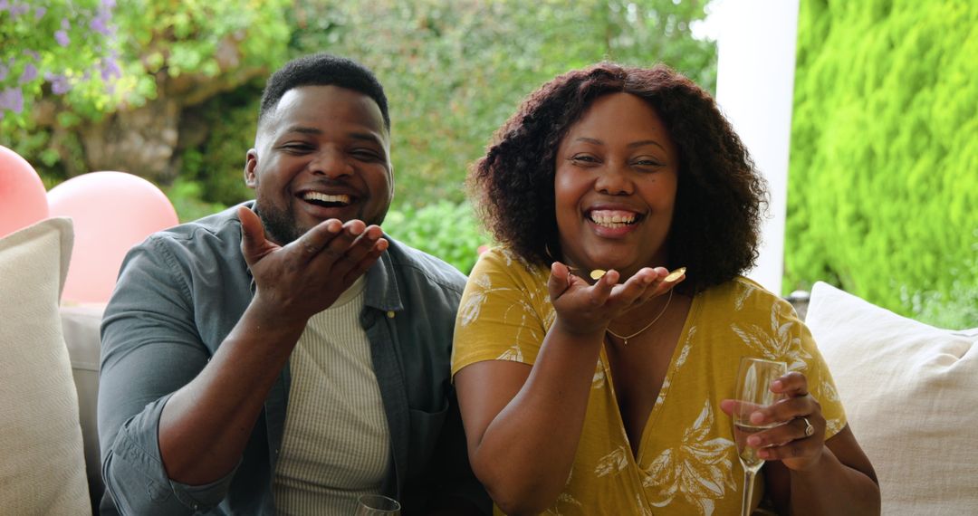 Smiling Couple Enjoying Outdoor Leisure and Joyful Conversation