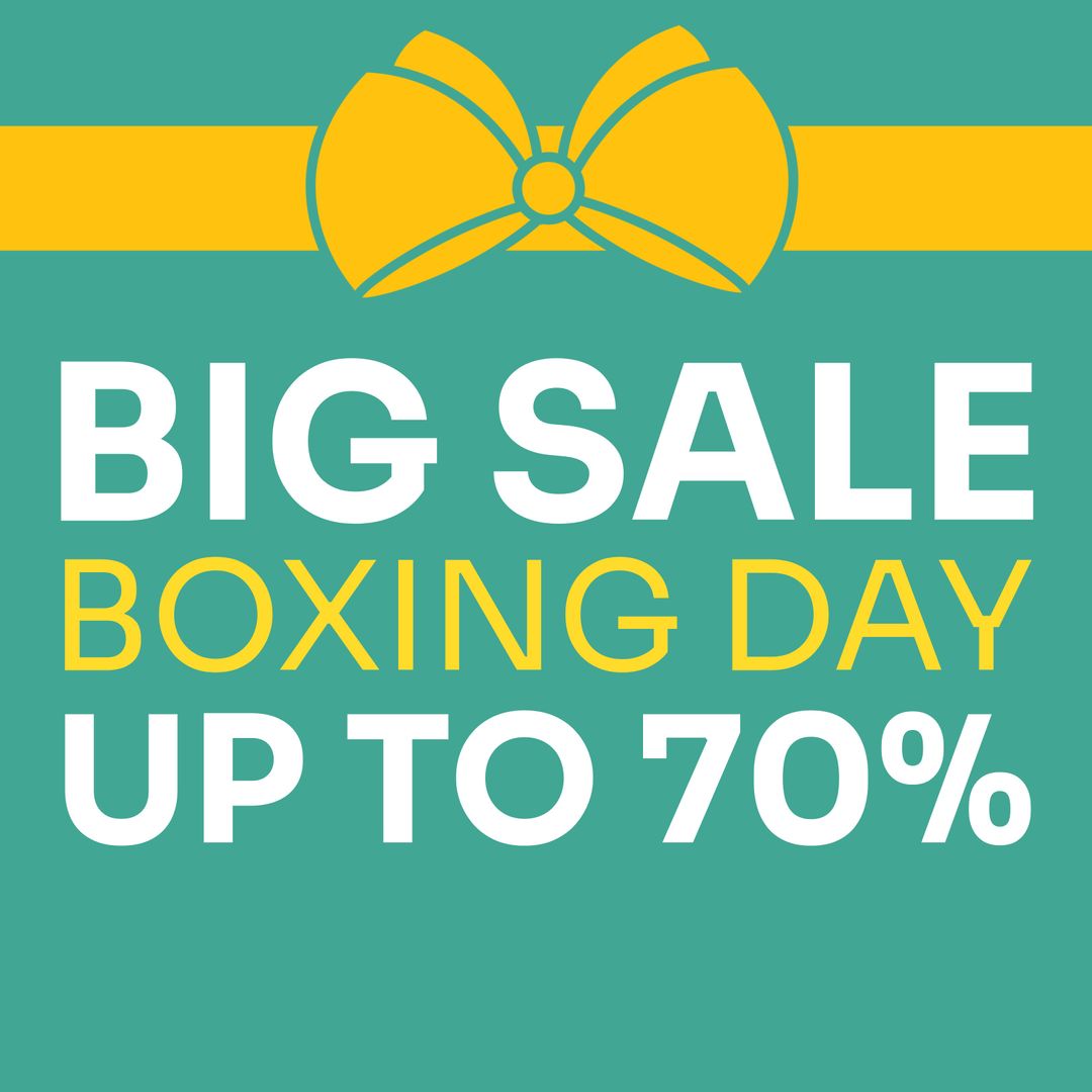Boxing Day Sale Banner with Yellow Ribbon and Discount Offer