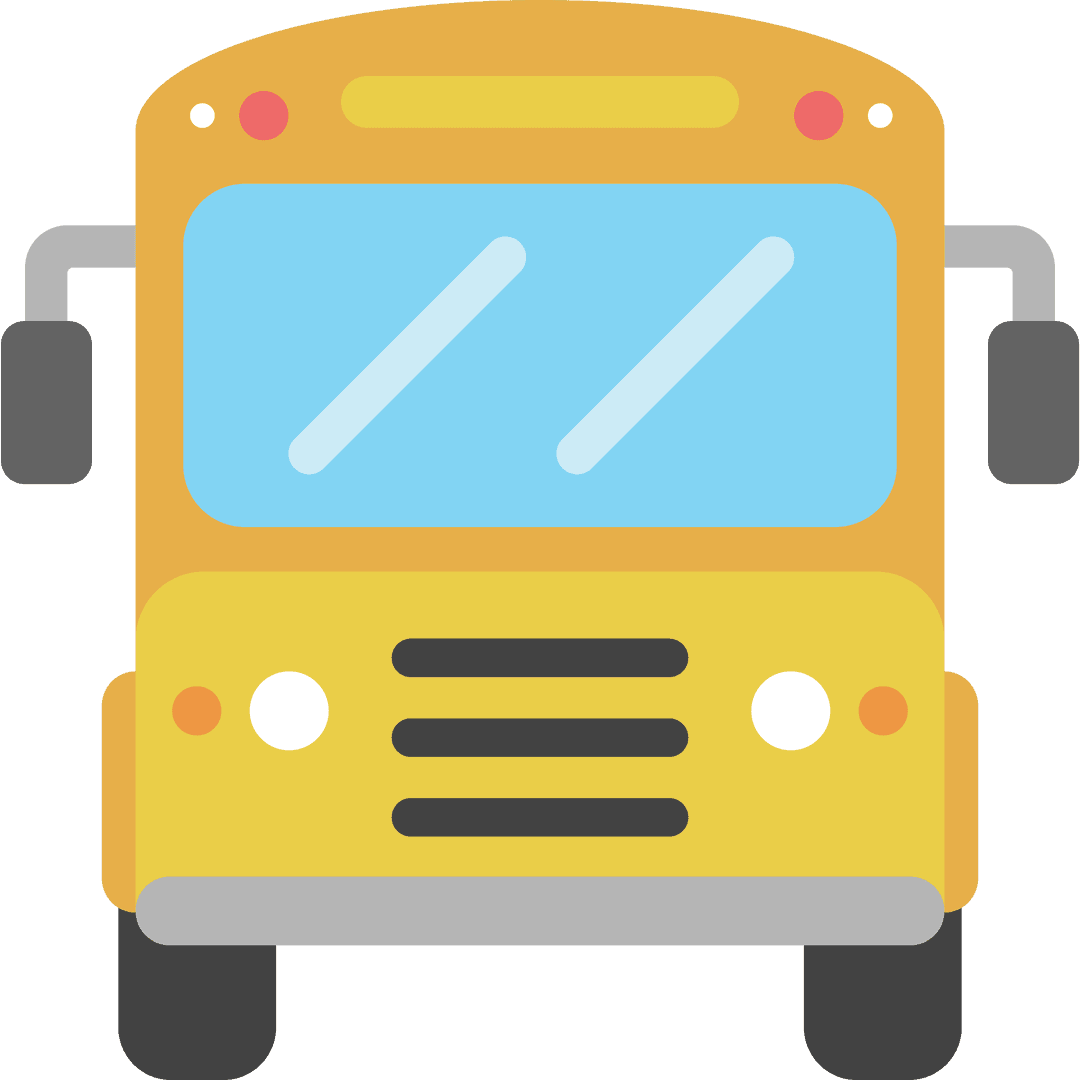 Transparent Vector Illustration of Yellow School Bus Front View