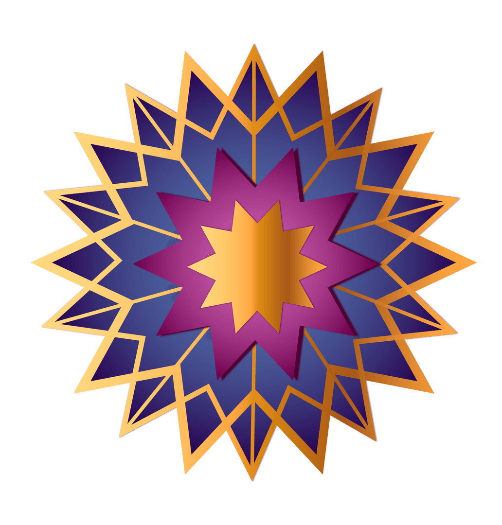 Transparent Geometric Rosette with Gold Layered Design