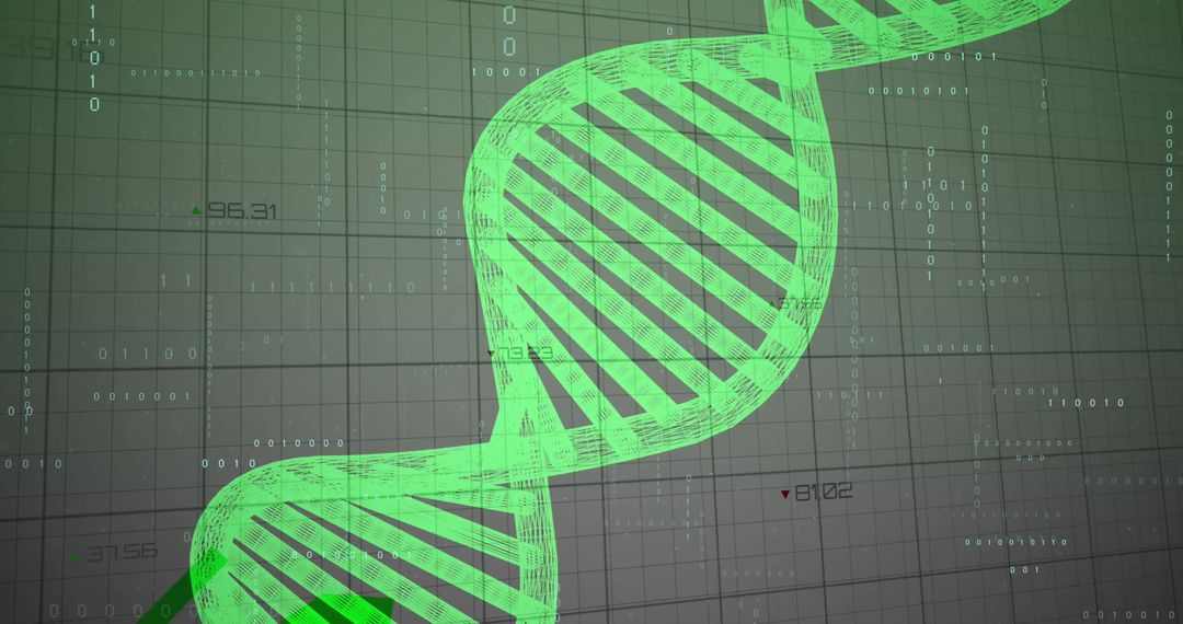 DNA Strand Overlay with Digital Data Abstract Background
