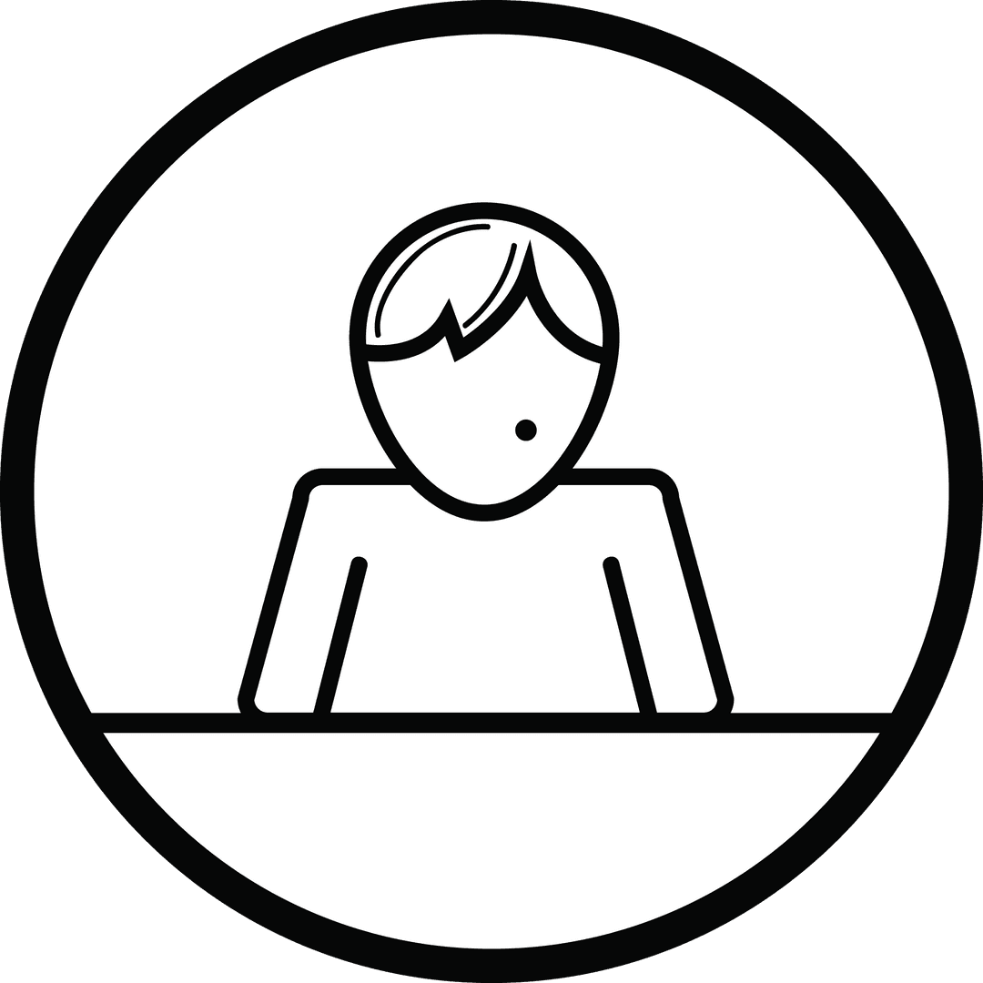 Minimalist Human Outline in Circle on Transparent Background