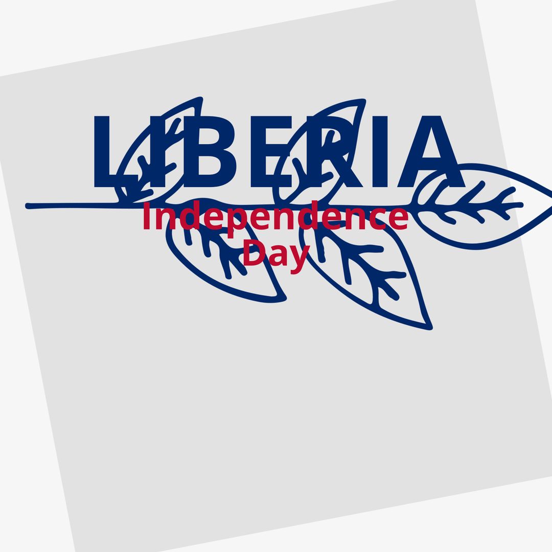 Liberia Independence Day Celebratory Text with Leaf Design Against White Background - Download Free Stock Templates Pikwizard.com