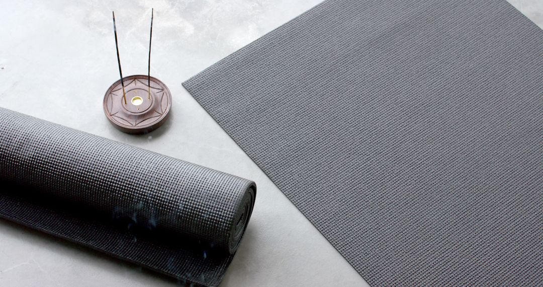 Yoga Mat and Incense in Serene Meditation Area