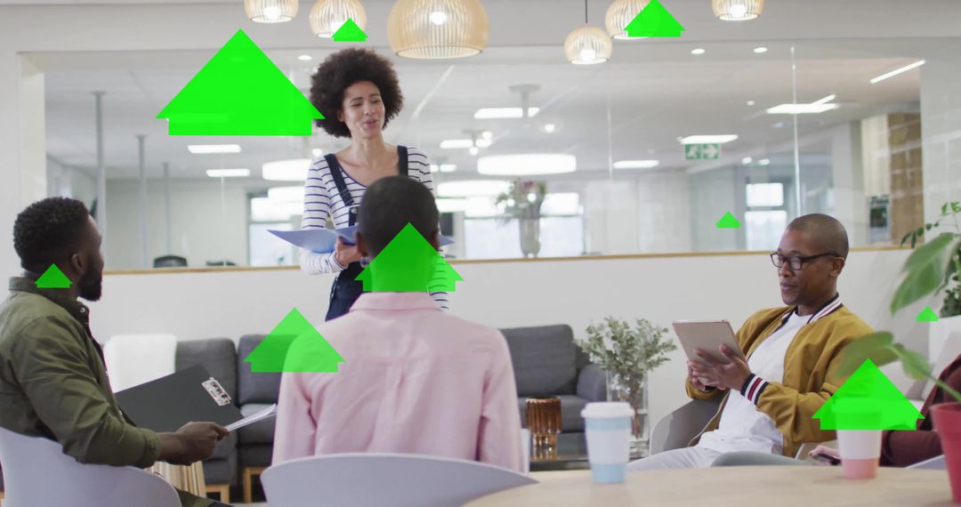 Diverse Team Collaborating with Digital Data Overlays