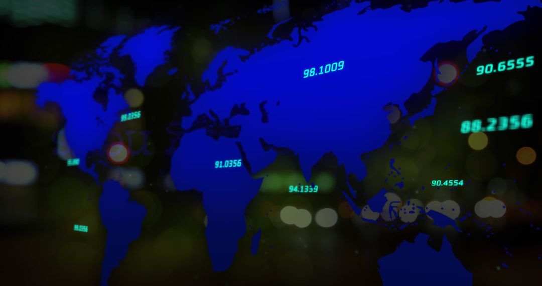 Global Financial Data Overlay on Nighttime City Traffic