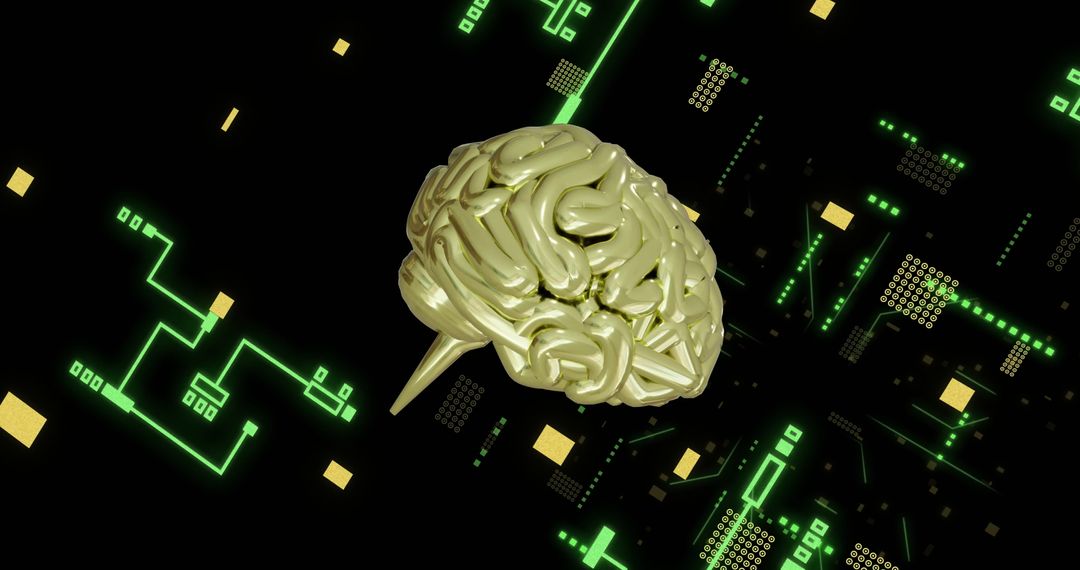Futuristic Digital Brain with Circuit Surroundings AI Innovation