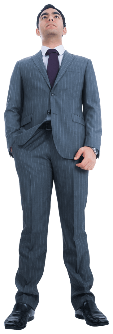 Transparent Isolated Biracial Businessman in Formal Attire Standing Confidently