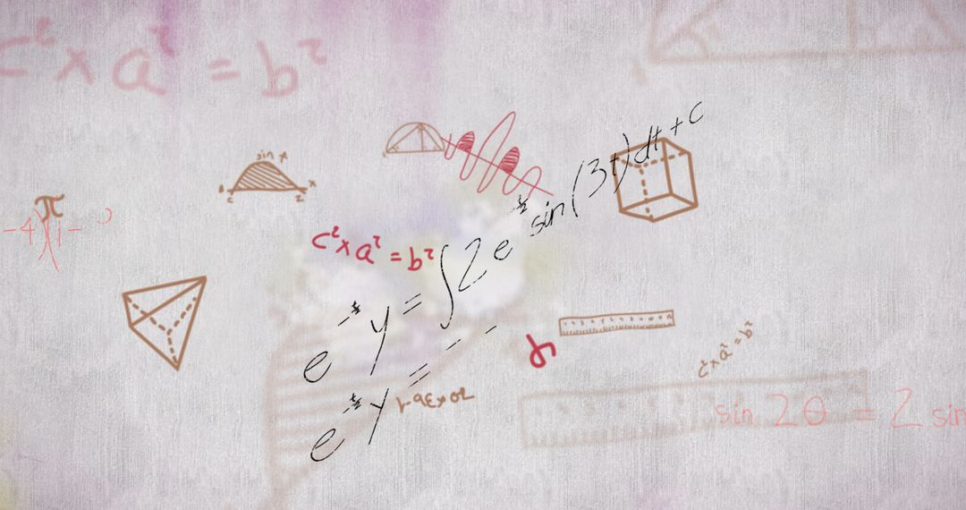 Floating Mathematical Equations on White Background for Education