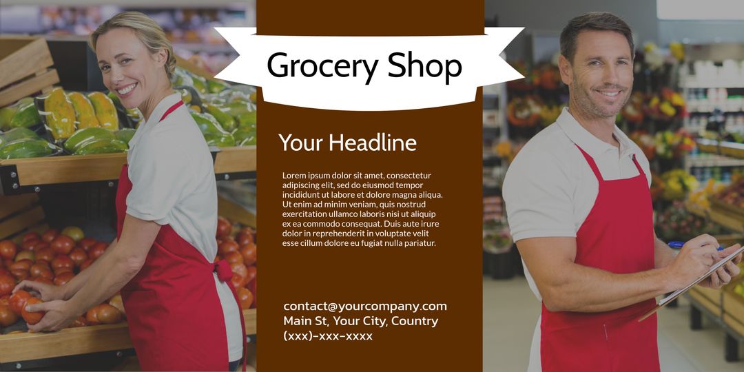 Friendly Grocery Store Employees Amidst Fresh Produce Display