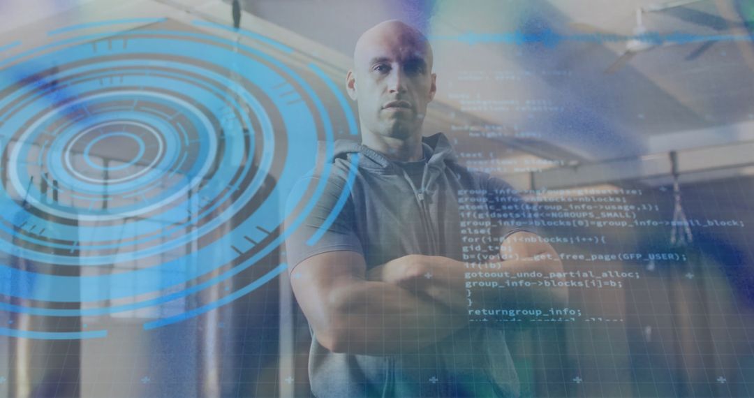 Confident IT Professional Stands in Futuristic Data Center