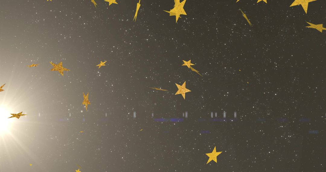 Golden Star Confetti Cascading Cosmic Radiance