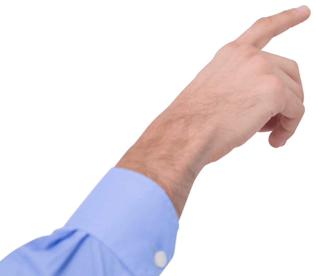 Businessman Hand Transparent Pointing Gesture Isolated on White