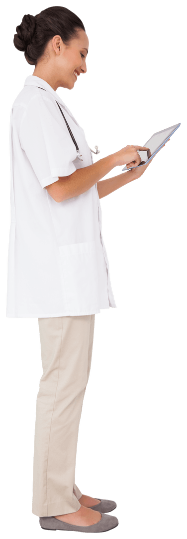 Transparent Healthcare Professional Using Digital Tablet