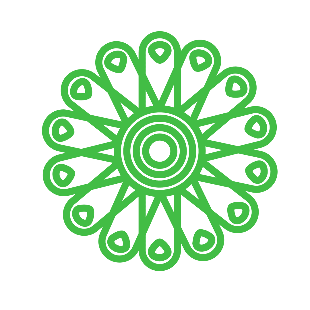 Intricate Green Abstract Shape on Transparent Background