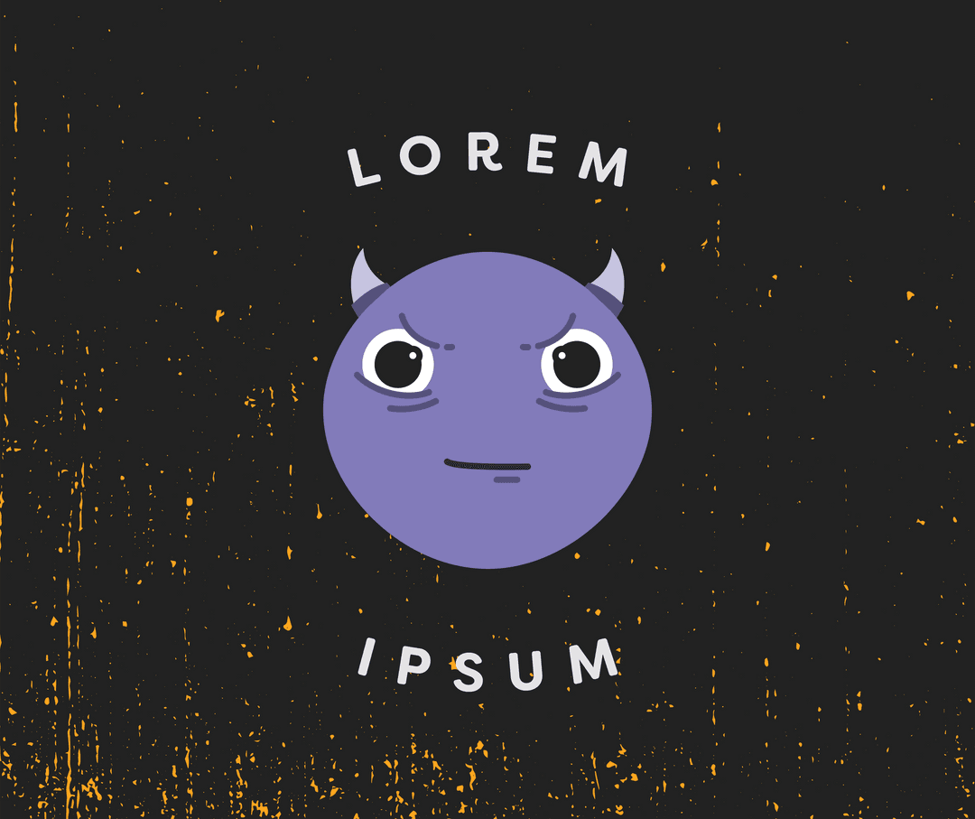 Transparent Devil Emoji with Lorem Ipsum Text on Black