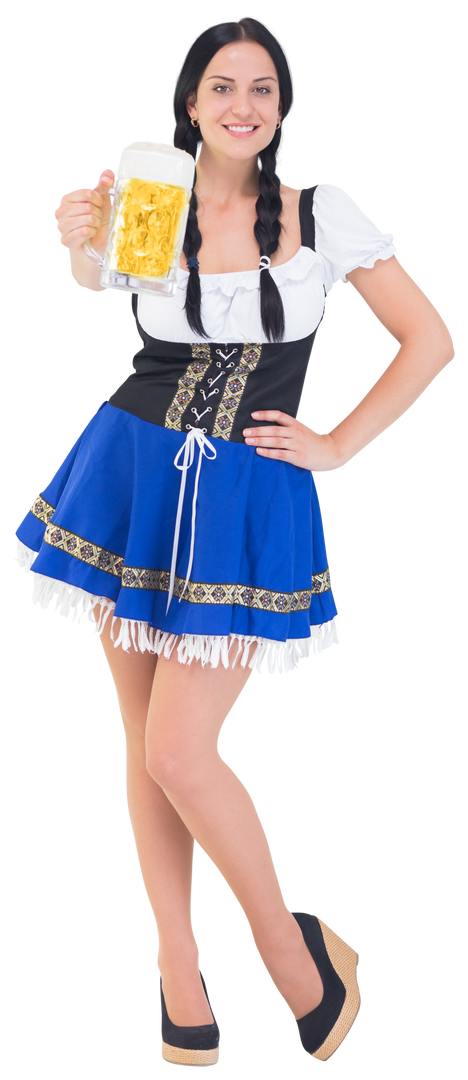 Transparent Oktoberfest Girl Holding Beer with Braided Hair and Traditional Outfit - Download Free Stock Images Pikwizard.com