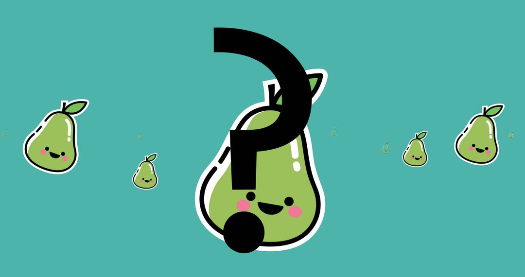 Playful Pear Icons Illustrating Curiosity and Learning