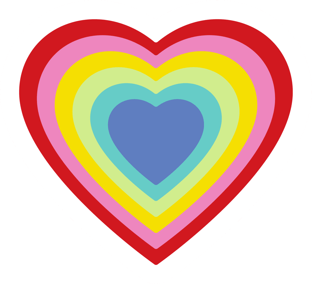 Colorful Concentric Hearts with Transparent Background