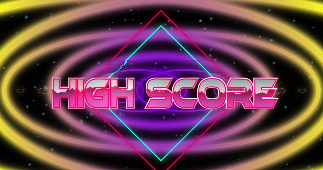 Retro Futuristic High Score Graphic with Dynamic Shapes