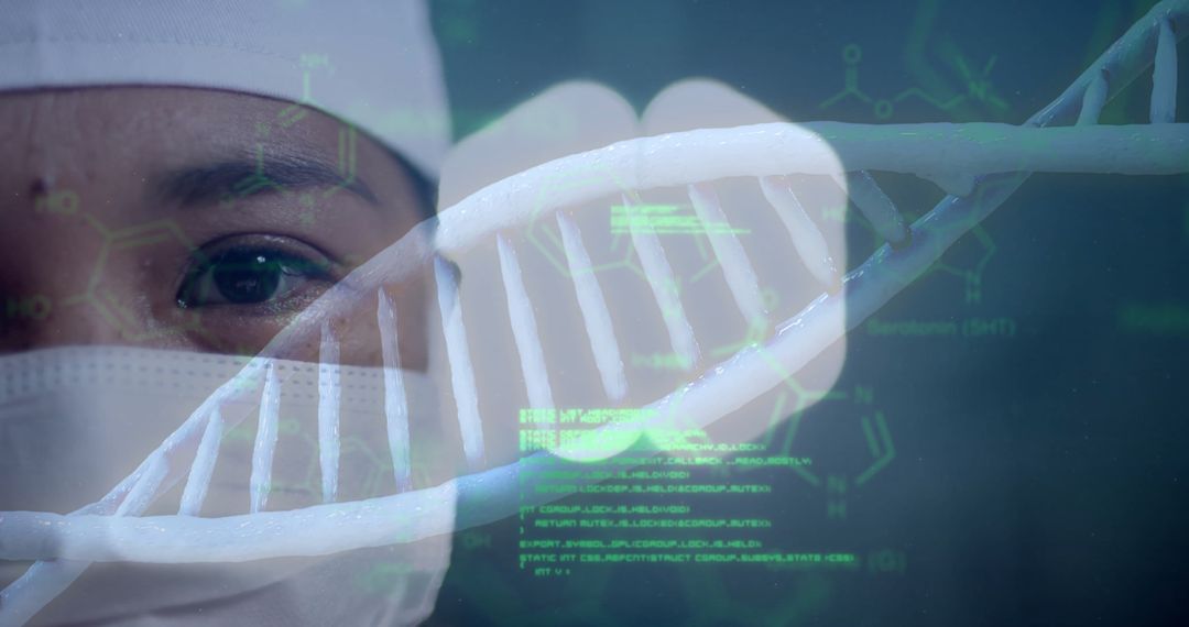 Researcher Analyzing DNA with Data Display