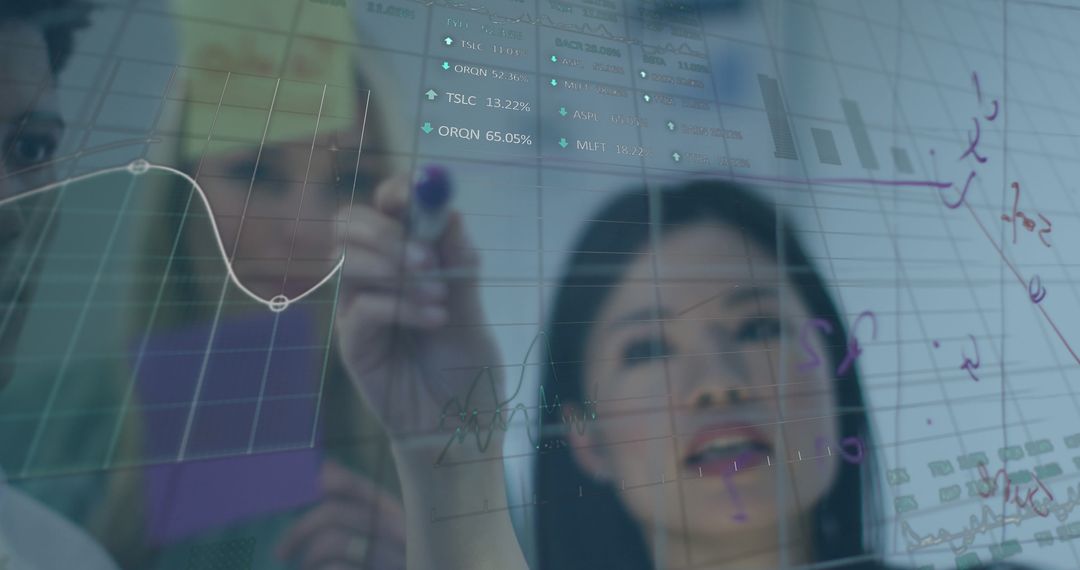 Business Team Analyzing Digital Financial Data Updates