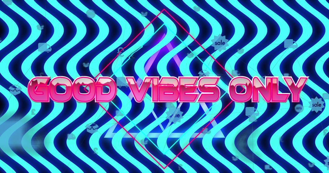 Neon Text on Psychedelic Digital Waves Expression