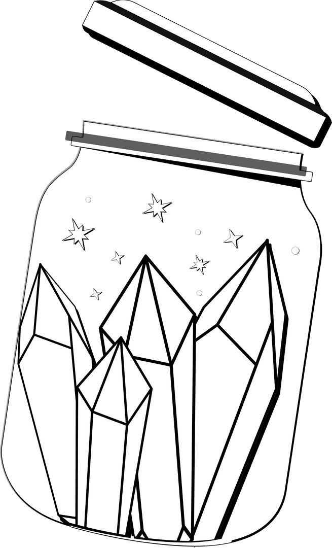 Elegant Crystals in Mason Jar on Transparent Background