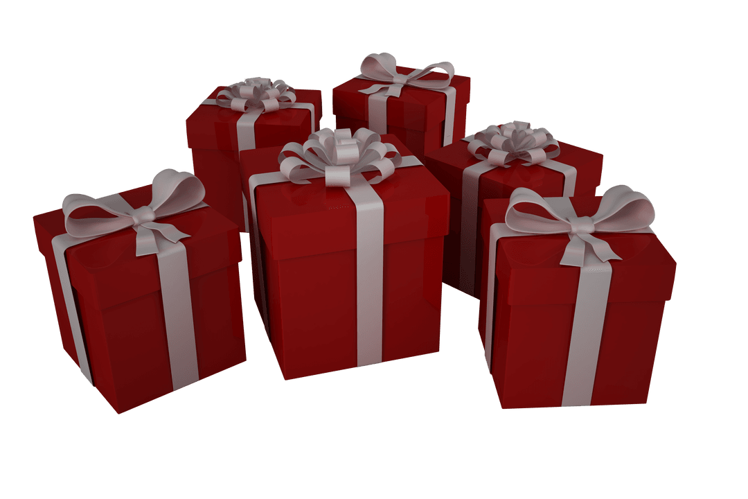 Transparent Red Gift Boxes with White Ribbon