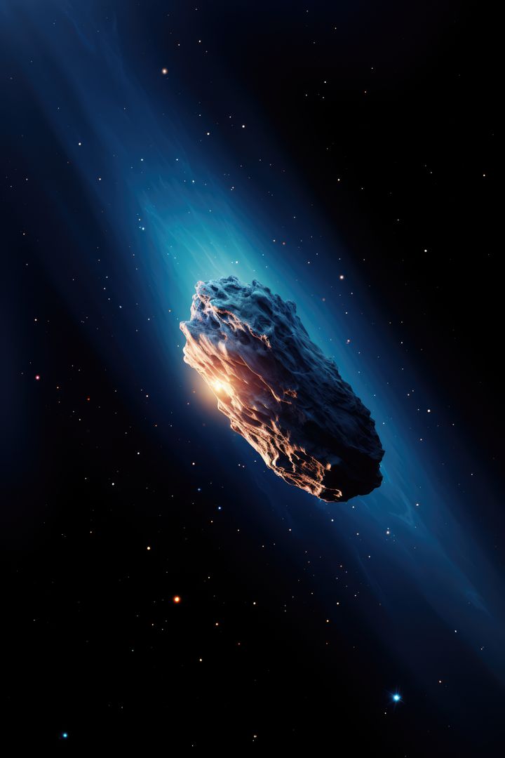 Asteroid in Deep Space Surrounded by Cosmic Lights - Free Images, Stock Photos and Pictures on Pikwizard.com