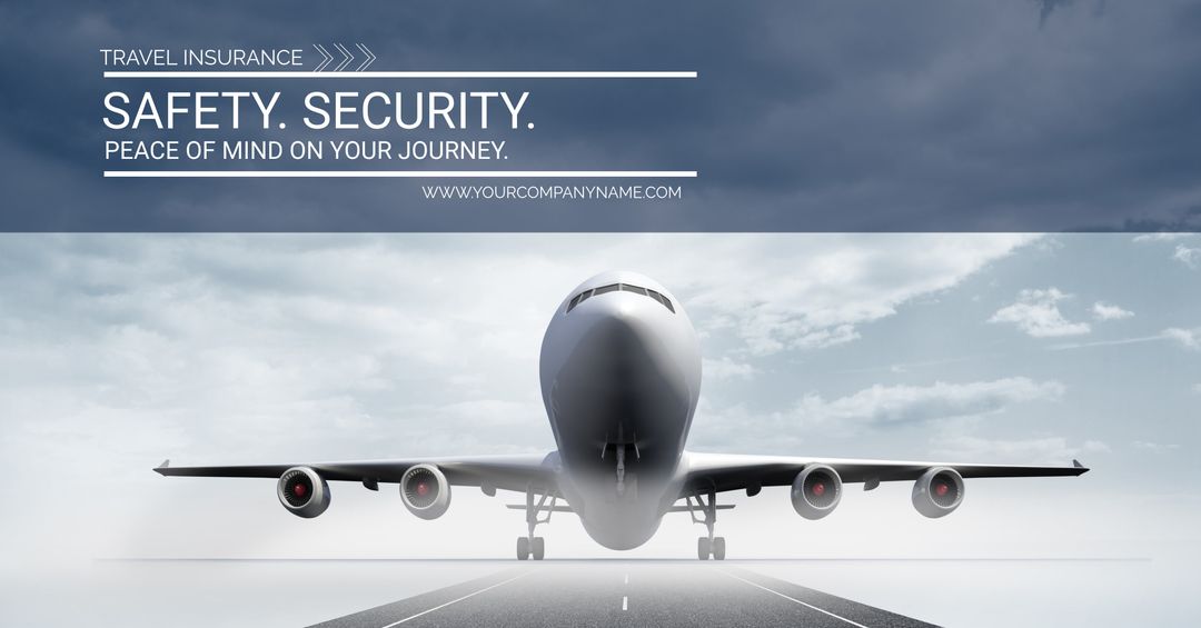 Airplane on Runway Highlighting Secure Travel Packages