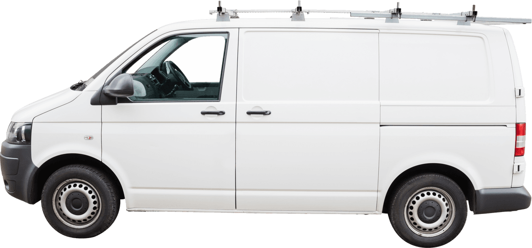 White Delivery Van on Transparent Background