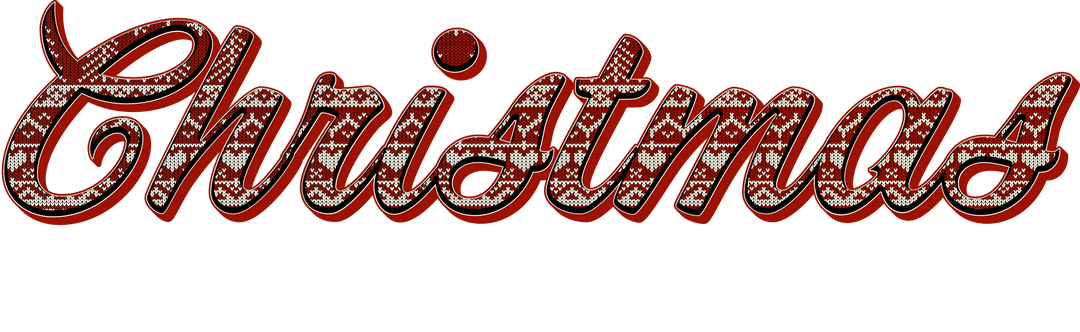 Traditional Pattern Christmas Text with Transparent Background