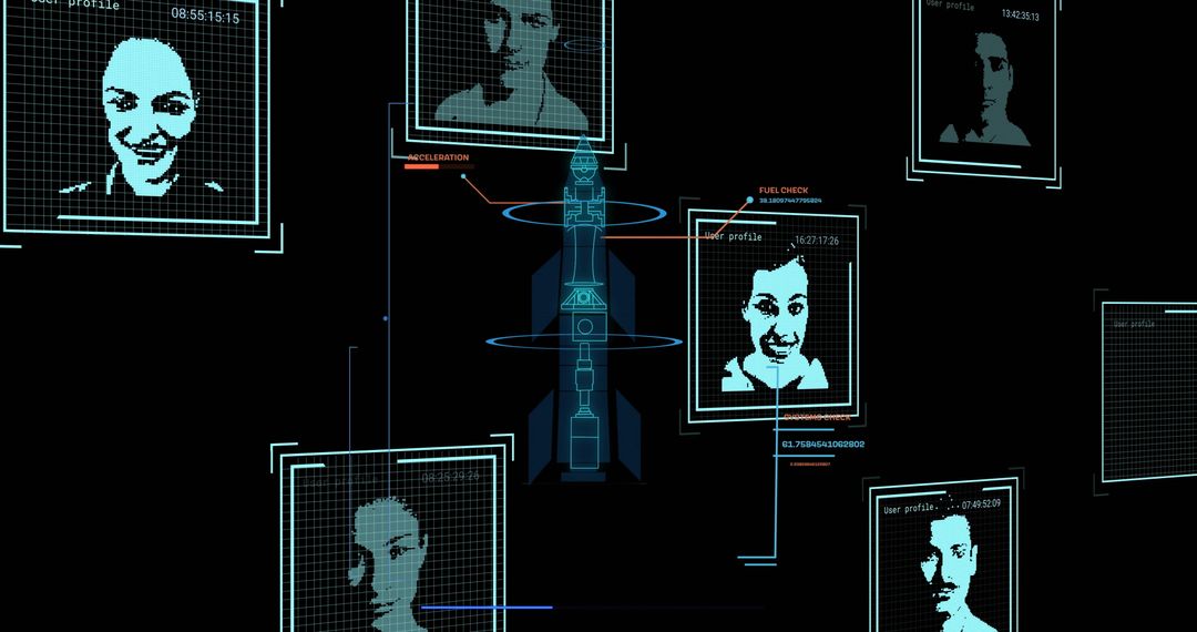 Biometric Face Recognition and Data Analysis Technology Concept